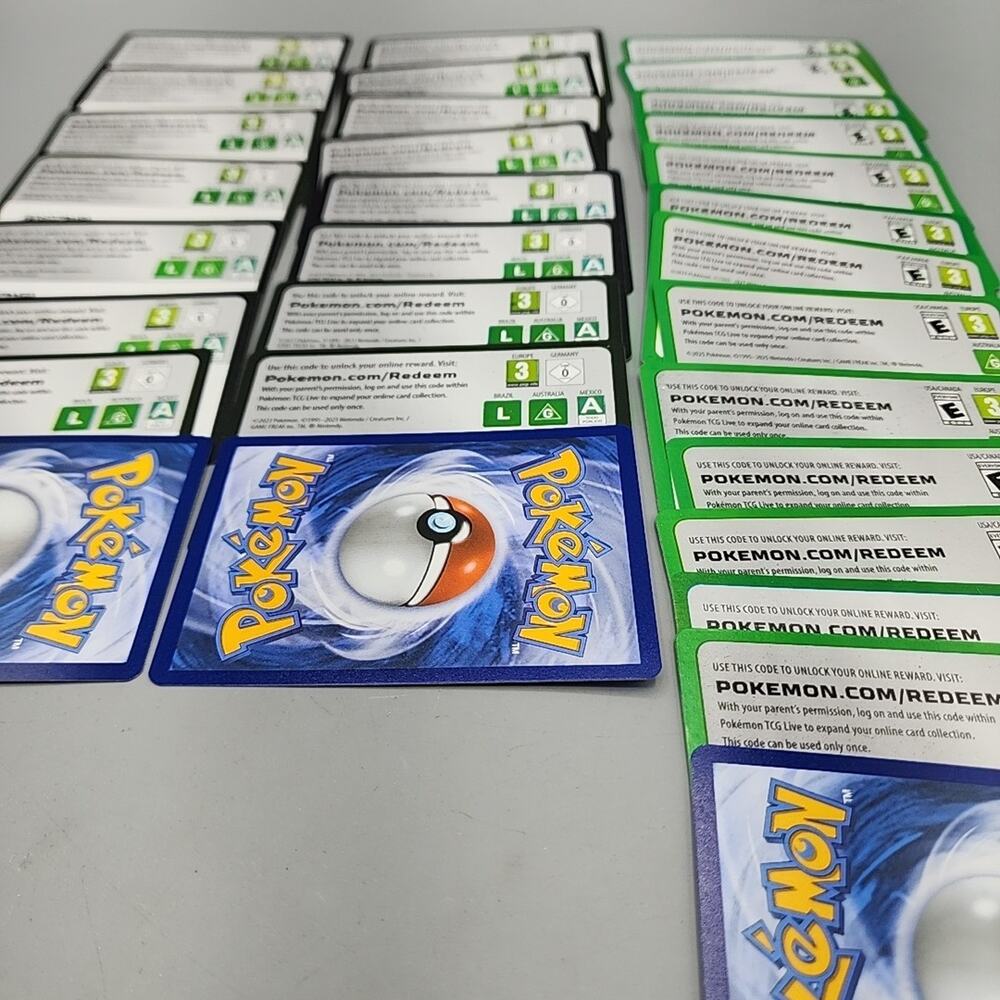 Pokémon TCG Live Code Cards Unredeemed 28 Cards Variety of Sets